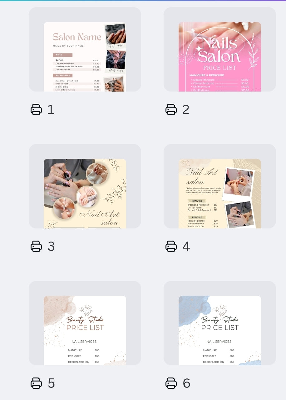 12 Editable Salon Menu Templates