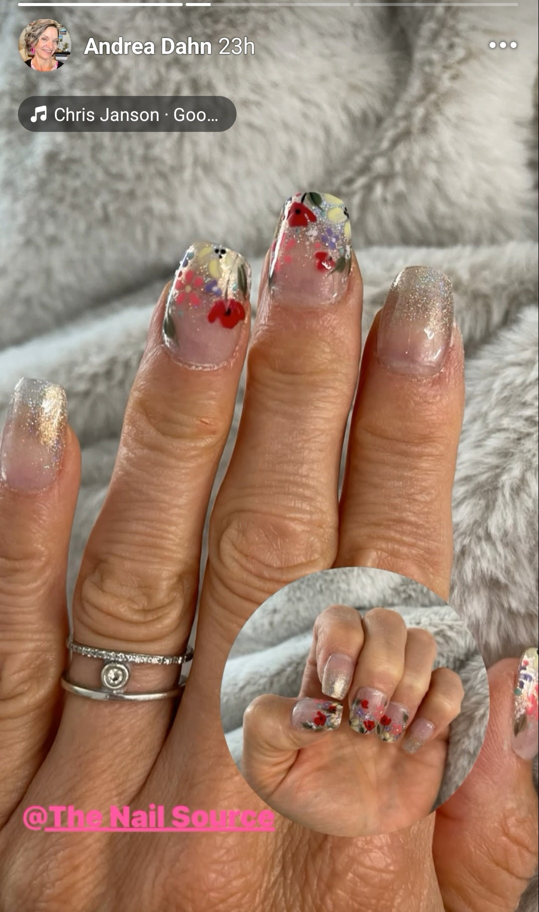 Holographic Summer Floral | Press-On Nails