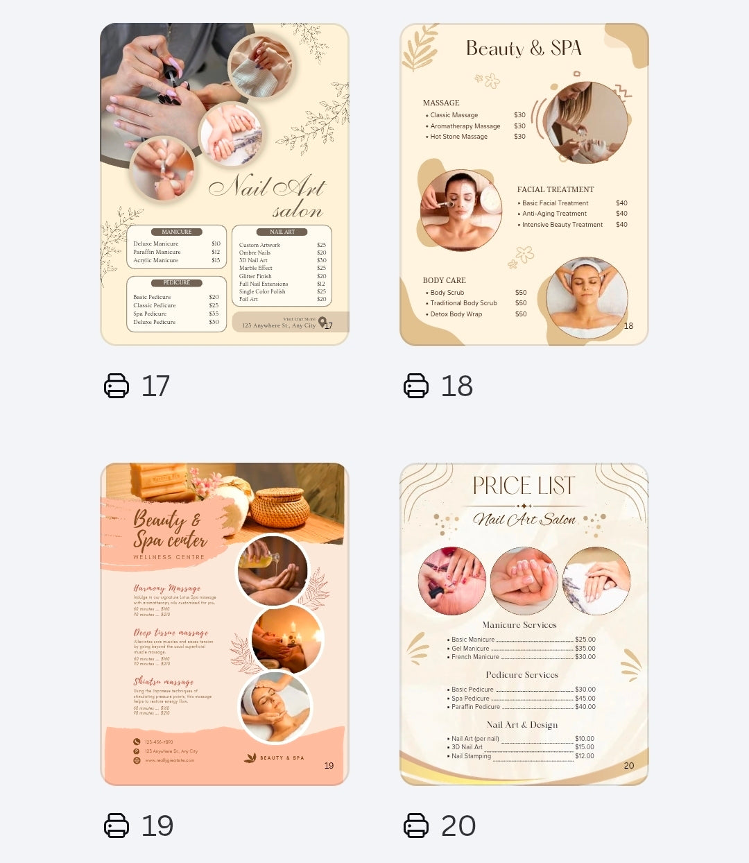 20 Editable Salon Menu Templates