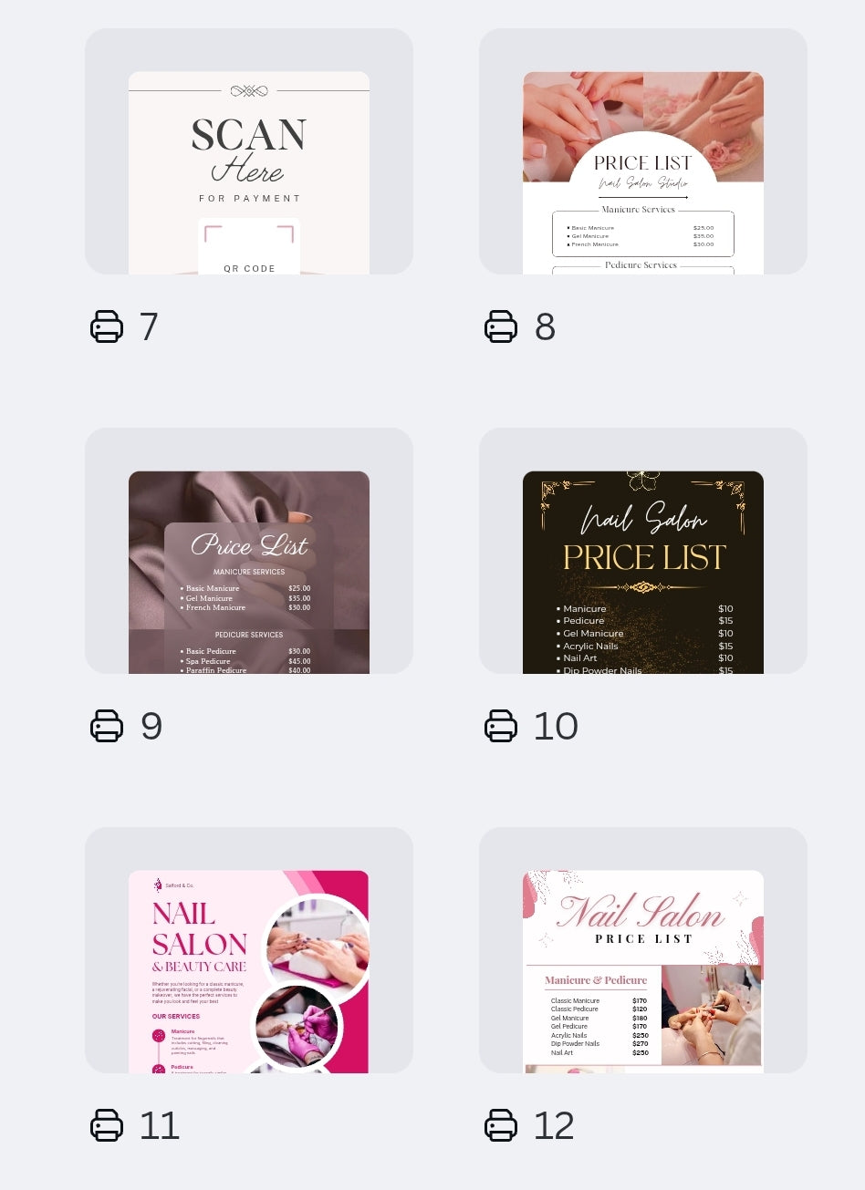 12 Editable Salon Menu Templates