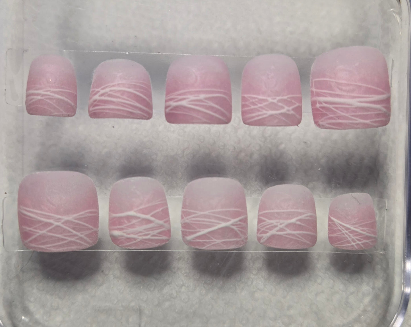 Soft Pink Striped Ombre  | Press-On Nails