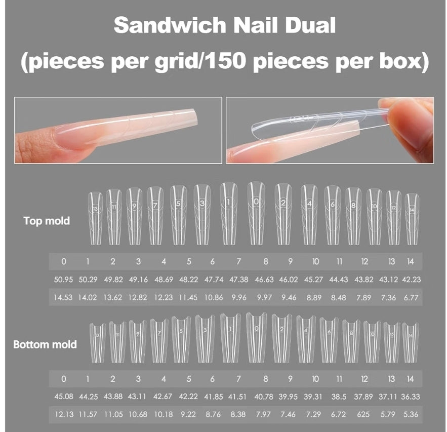 Sandwich Dual Forms • Long Coffin • Reusable Nail Forms