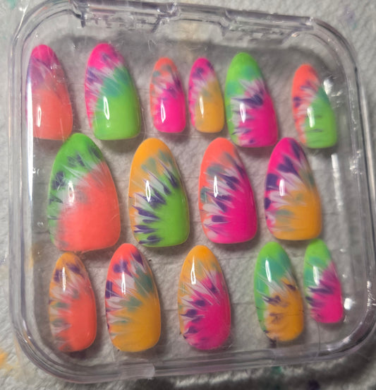 Neon Tie Dye Glow | Press-On Nails