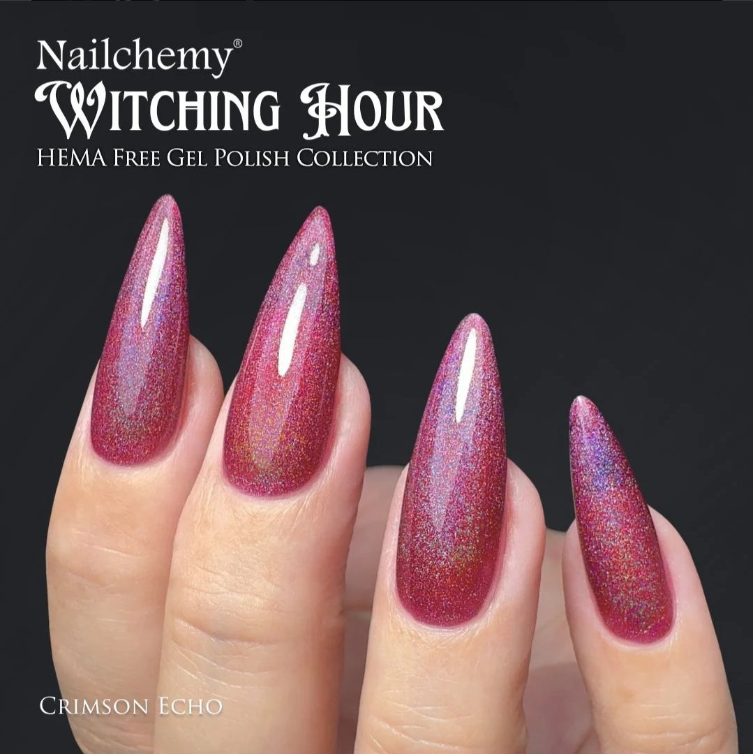 Crimson Echo • Holographic • Hema-Free • Gel Polish by Nailchemy