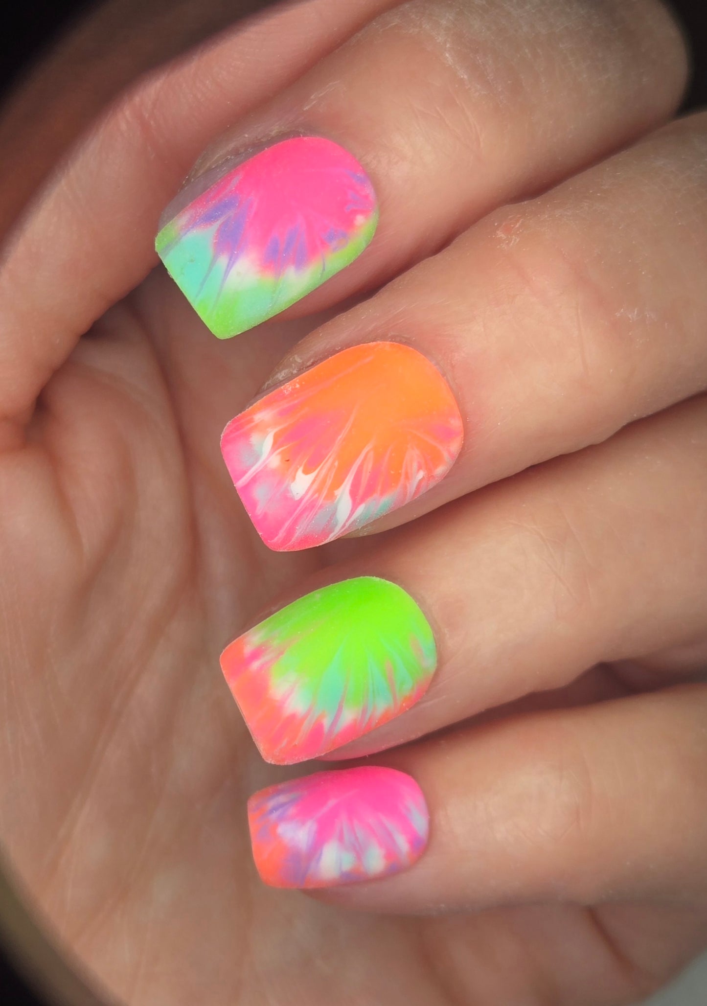 Neon Tie Dye Glow | Press-On Nails